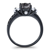 Art Deco Round Natural Stone Three Stone Ring