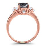 Art Deco Round Natural Stone Three Stone Ring