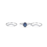 Three Piece Oval Natural Stone Beaded Ring 