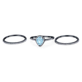 Pear Teardrop Natural Stone Three Piece Ring