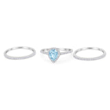 Pear Teardrop Natural Stone Three Piece Ring