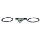Pear Teardrop Natural Stone Three Piece Ring