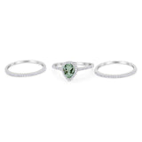 Pear Teardrop Natural Stone Three Piece Ring
