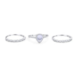 Three Piece Pear Teardrop Natural Stone Ring