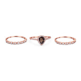 Three Piece Pear Teardrop Natural Stone Ring
