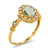 Art Deco Oval Natural Stone Wedding Ring
