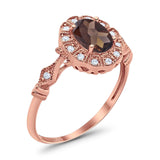Art Deco Oval Natural Stone Wedding Ring