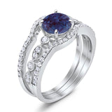 Three Piece Round Natural Stone Bridal Ring