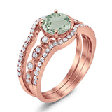 Three Piece Round Natural Stone Bridal Ring
