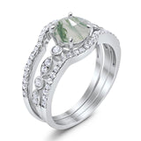 Three Piece Round Natural Stone Bridal Ring