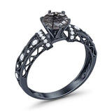 Art Deco Round Natural Stone Floral Ring