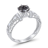 Art Deco Round Natural Stone Floral Ring