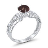 Art Deco Round Natural Stone Floral Ring