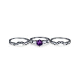 Three Piece Round Natural Stone Cocktail Ring