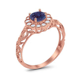 Vintage Style Round Natural Stone Flower Ring