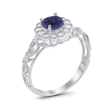 Vintage Style Round Natural Stone Flower Ring