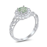 Vintage Style Round Natural Stone Flower Ring