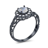 Vintage Style Round Natural Stone Flower Ring