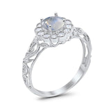 Vintage Style Round Natural Stone Flower Ring