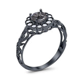 Vintage Style Round Natural Stone Flower Ring
