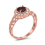 Vintage Style Round Natural Stone Flower Ring