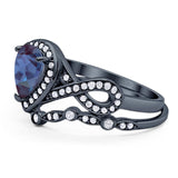 Two Piece Pear Natural Stone Bridal Ring