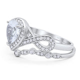 Two Piece Pear Natural Stone Bridal Ring