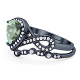 Two Piece Pear Natural Stone Bridal Ring