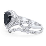 Two Piece Pear Natural Stone Bridal Ring