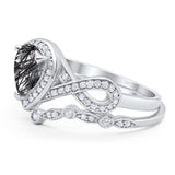 Two Piece Pear Natural Stone Bridal Ring