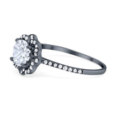 Art Deco Round Natural Stone Floral Ring