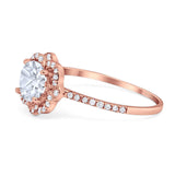 Art Deco Round Natural Stone Floral Ring