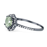 Art Deco Round Natural Stone Floral Ring