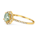 Art Deco Round Natural Stone Floral Ring