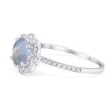 Art Deco Round Natural Stone Floral Ring