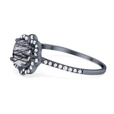 Art Deco Round Natural Stone Floral Ring