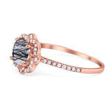 Art Deco Round Natural Stone Floral Ring