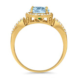 Art Deco Round Natural Stone Split Shank Ring