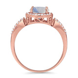 Art Deco Round Natural Stone Split Shank Ring