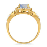 Art Deco Round Natural Stone Split Shank Ring