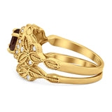 Two Piece Round Natural Stone Bridal Ring