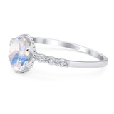 Art Deco Oval Natural Stone Beaded Ring