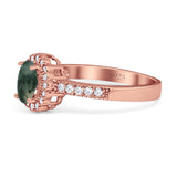 Oval Natural Stone Flower Ring