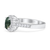 Oval Natural Stone Flower Ring