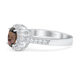 Oval Natural Stone Flower Ring