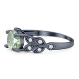 Round Natural Stone Leaf Design Ring