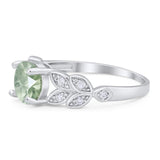 Round Natural Stone Leaf Design Ring