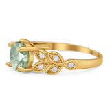 Round Natural Stone Leaf Design Ring