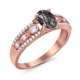 Vintage Style Oval Natural Stone Ring