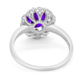 Art Deco Oval Natural Stone Floral Ring